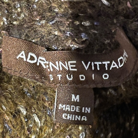 Adrienne Vittadini Wool Blend Brown Tan Turtleneck Cowl Neck Sweater Size Medium - Picture 7 of 8